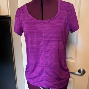 Purple Short-Sleeve Scoop Neck Active Top